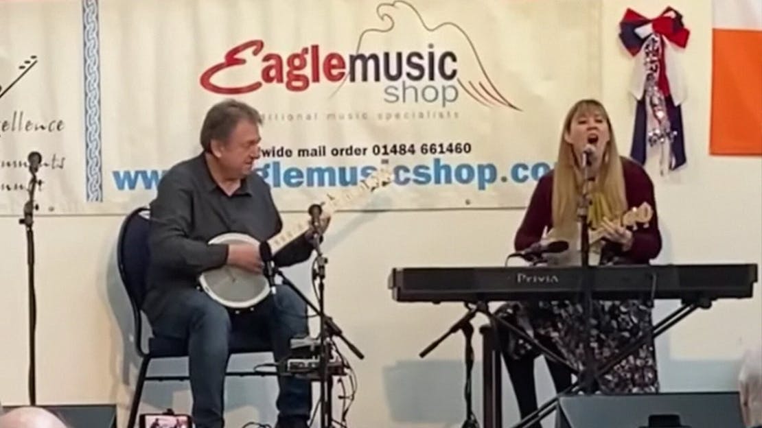 Jens Kruger and Gayle Skidmore at the Eagle Deering Banjo Event 2020