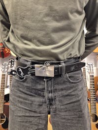 Fender Black Plain Leather Belt (36" Waist) - Clearance