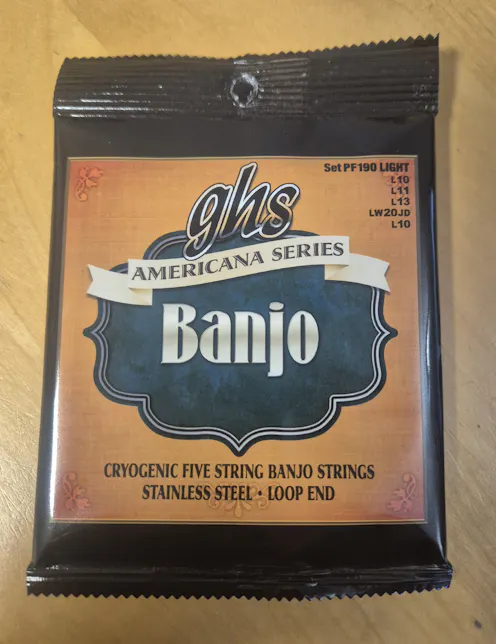 GHS PF190 Americana Stainless Steel 5 String Banjo Strings - Light - Loop End - Clearance