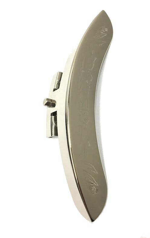 Leader Banjo Co Size: 24. Banjo Armrest - Nickel Engraved