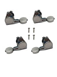 Leader Banjo Co Geared Mini Machine Head - Set of Four - Chrome/White Pearl Button