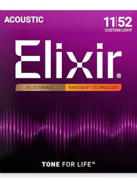 Elixir Nanoweb 80-20 Bronze Custom Light 11-52