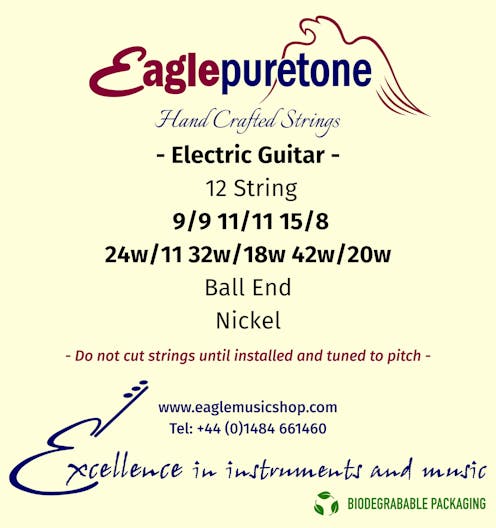 Eagle-Puretone 12 String Electric Guitar Strings Light Gauge 9/9, 11/11, 15/8, 24w/11, 32w/18w, 42w/20w