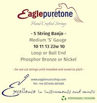 Eagle-Puretone Medium S/Gauge 5-String Banjo String Set 10, 11, 13, 22w, 10 Nickel