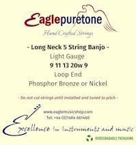 Eagle-Puretone Long Neck 5 String Banjo Set Light Gauge 9, 11, 13, 20w, 9