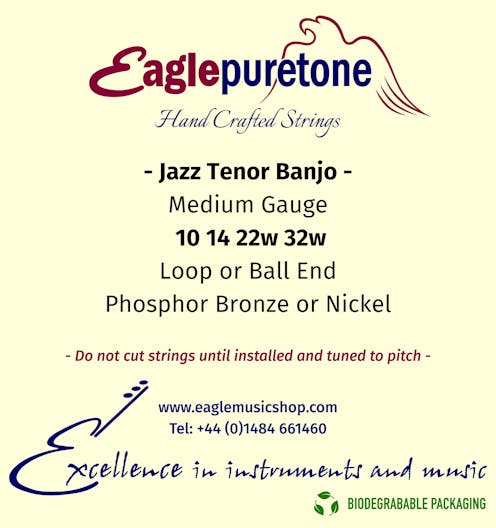 Eagle-Puretone Jazz Tenor Banjo String Set Medium Gauge 10, 14, 22w, 32w