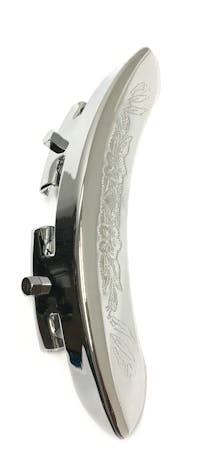 Size: 24. Banjo Armrest - Chrome Engraved - Double Bracket