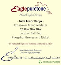 Eagle-Puretone Irish Tenor Banjo String Set Medium Gauge Nickel/Bronze 'Crossover' Blend 12, 18w, 28w 38w