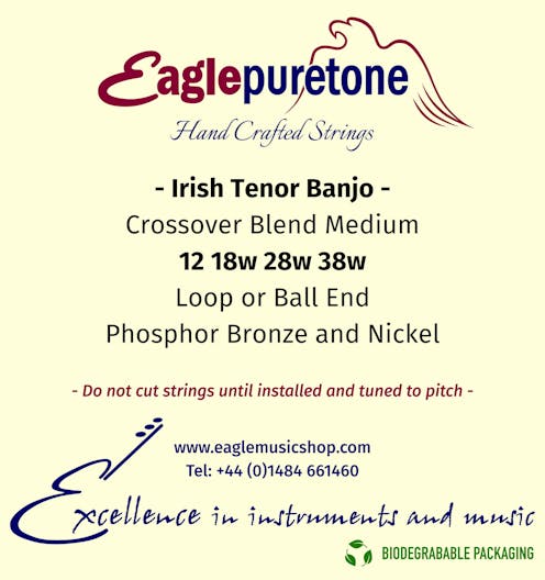 Eagle-Puretone Irish Tenor Banjo String Set Medium Gauge Nickel/Bronze 'Crossover' Blend 12, 18w, 28w 38w
