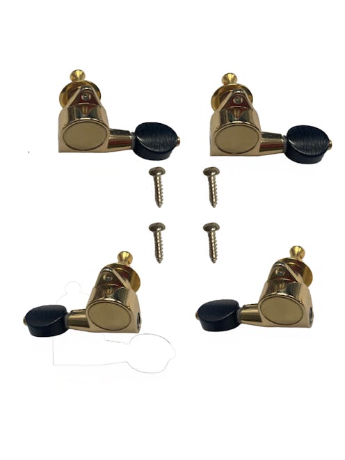 Leader Banjo Co Geared Mini Machine Head - Set of Four - Gold/Black Button