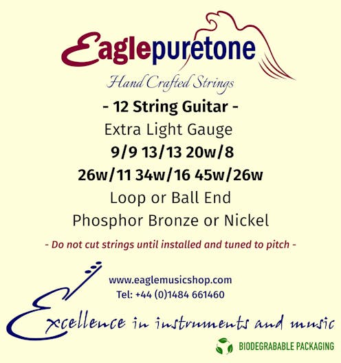 Eagle-Puretone 12 String Extra Light 9/9, 13/13, 20w/8, 26w/11, 34w/16, 45w/26w