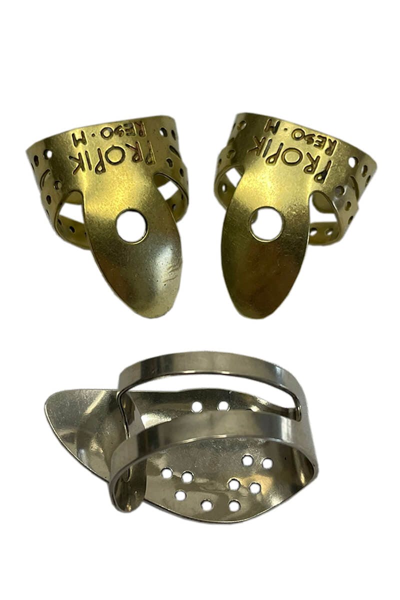 ProPik Reso Brass Finger Picks for Playing Lap Steel, Pedal Steel