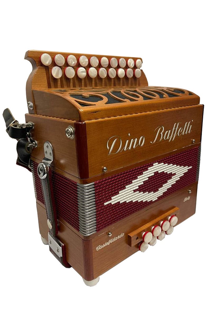 Dino Baffetti Oakwood Melodeon with Biinci Reeds in D/G with Straps and  Case - Commission Sale