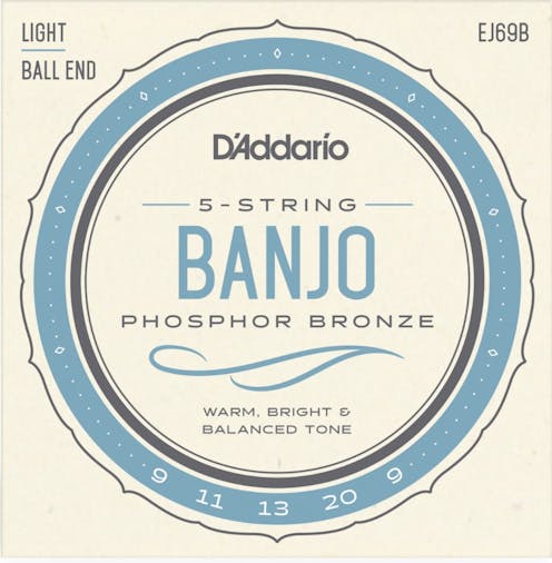 D'Addario EJ69B Phosphor Bronze Light 5 String Banjo - Ball Ended