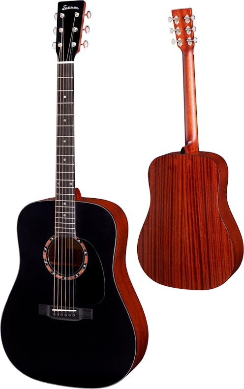 Eastman E2D All Solid Dreadnought Guitar with Deluxe Gig Bag - Black