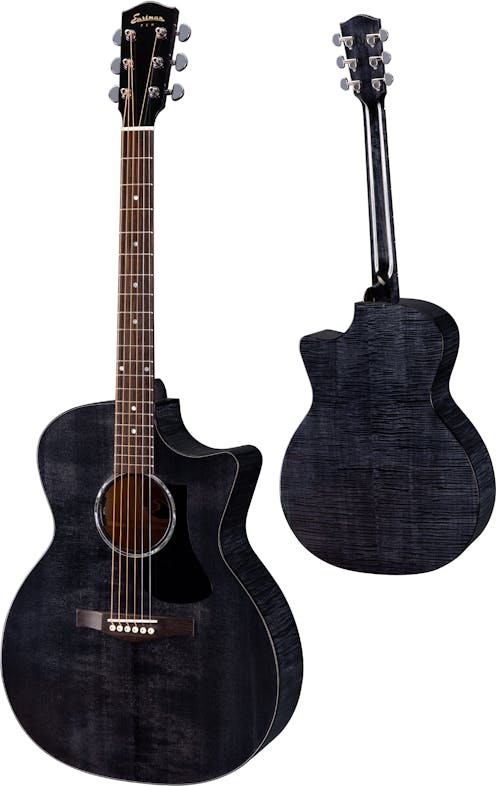 Eastman PCH3-GACE Trans Black Electro Acoustic Guitar in Natural Finish with Padded Gig Bag